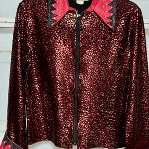 Stylish Red Metallic Women's Blazer